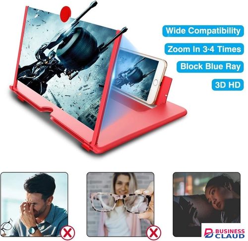 1pc ZoomPlus 12" Screen Magnifier,3D HD Mobile Phone Magnifier Projector Screen Enlarger for Movies, Videos, and Gaming,Foldable Cell Phone Stand with Screen Amplifier,Supports All Smartphones in Built-charging-cable-and-22-5w-fast-charging