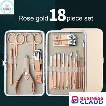【Promotion】Smartrahalife 12PCS Professional Manicure Kit Stainless Steel Nail Clippers Set with Ear Spoon&Cuticle Pliers Precision Nail Scissors for Home Salon&Beauty Care Portable All-in-One Grooming