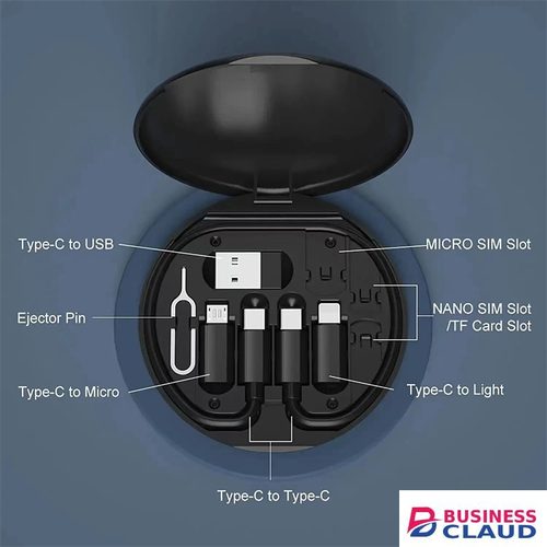 RichRipple 60W 5 In 1 Multi-Functional Fast Charging Box Portable USB Type-C lightning Data Cable Storage Hidden phone stand, SIM card storage in 1-multi-functional-fast-charging-box-portable-usb-type-c-lightning-data-cable-st