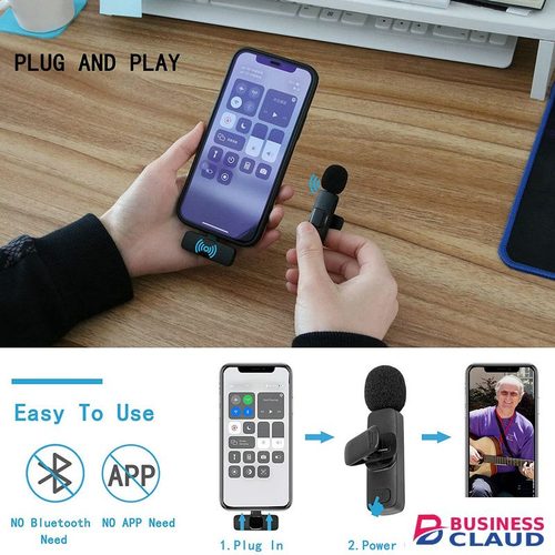 Wireless Lavalier Microphone Broadcast Lapel Microphones Set Short Video Recording Chargeable Handheld Microphone Live Streaming in Usb-cable-black