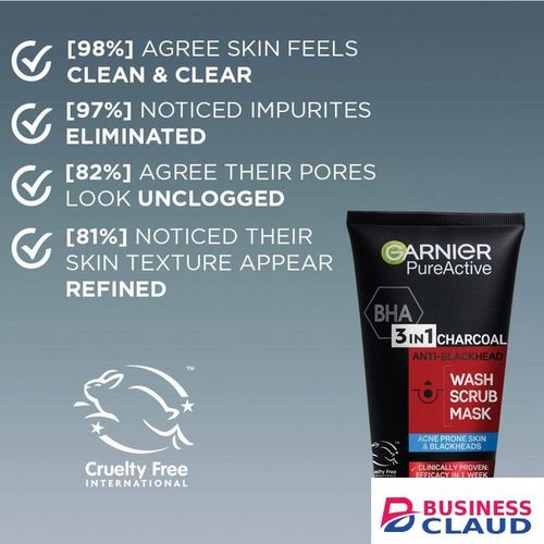 【Hot Deal】Garnier Pure Active 3 In1 Charcoal Anti Blackhead Mask Wash Scrub -50ml Deal in Kenya-premium-incense-scent