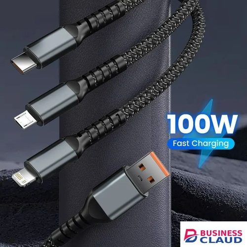 3-in-1 100W 5A Fast Charging USB To Type-C Micro Fast Charger Cable For iPhone 14 13 Samsung Xiaomi Huawei iPhone 14 13