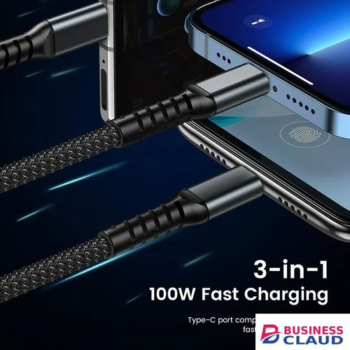 3-in-1 100W 5A Fast Charging USB To Type-C Micro Fast Charger Cable For iPhone 14 13 Samsung Xiaomi Huawei iPhone 14 13 in 1-100w-5a-fast-charging-usb-to-type-c-micro-fast-charger-cable-for-iphone-14-13-samsung-xiaomi