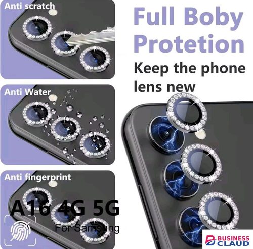 Samsung Galaxy A16 4G/5G 3-Piece Diamond metal Ring Camera Lens Protector in Usb-cable-black