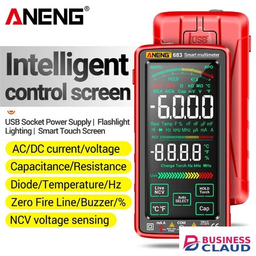 Digital Multimeter Tester Electrician Meter Full Screen Multimeter Intelligent Automatic Burn Proof for Touch Screen Measuring Meter Digital Tester Multimeters in Cables-led-light-flashlight
