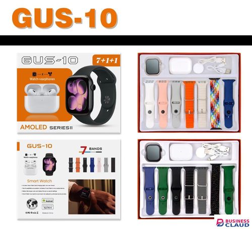 GUS-10 Ultra Max Smart Watch Ultra 9 In 1 Waterproof 7 Straps + Earphones Men Women 49MM Bluetooth Call Heart Rate Wireless Charging Fitness Bracelet Smartwatch Set in 1-waterproof-7-straps-earphones-men-women-49mm-bluetooth-cal