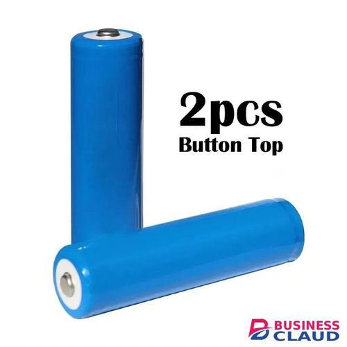 2pcs 18650 Lithium Rechargeable Batteries 3.7v Cylindrical. Button Top Battery, with Protection PCB