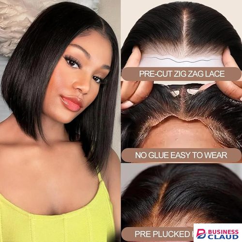 Short Bob Wigs semi Human 13x4*2 Transparent Lace Front Wigs semi Human Hair Pre Plucked with Baby Hair Glueless Wigs semi Human Hair 180% Density Straight Frontal Lace Wigs for Women Natural Color