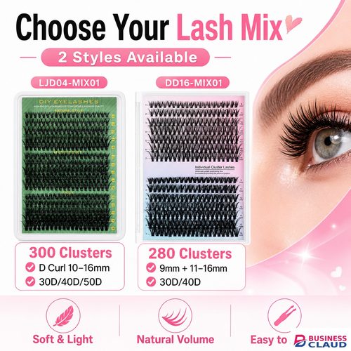 280 Clusters DIY Individual Cluster Lashes, 30D+40D Mixed 9-16mm False Eyelashes, Reusable Natural Look Eyelash Extensions with Tweezers, Soft & Lightweight, Easy to Apply at HomeFox Eye Glue-On Lashe