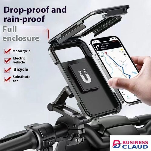 Motorcycle Phone Holder Rotatable Waterproof Navigation Mobile Phone Holder Bracket Mount for Smartphone Bike Bicycle Fully Enclosed Touch Screen Cellphone Holder Rain Cover for Phone in Cables-led-light-flashlight