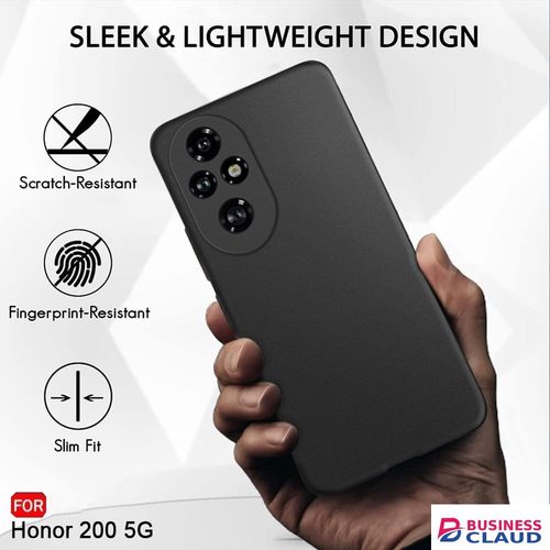 Honor 200 Case, Thin TPU Cover with Camera Protection Anti-Scratch Slim Fit Flexible Phone Case for Honor 200 5G Black in Cables-led-light-flashlight