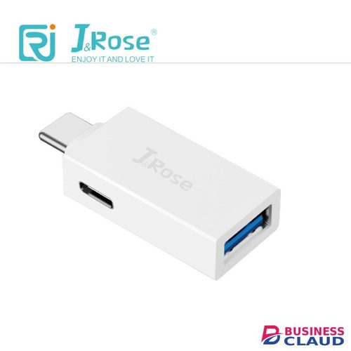 J&Rose 2-in-1 TYPE-C OTG Adapter, Type-C Male to USB 3.0 Female + Type-C Female, Support PD Fast Charging & 5Gbps Data Transfer, for MacBook, Tablet, Phone - White in 1-type-c-otg-adapter-type-c-male-to-usb-3-0-female-type-c-female-support-pd-fast-chargin