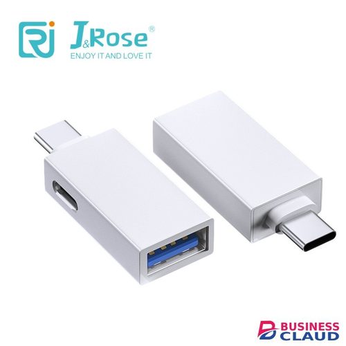 J&Rose 2-in-1 TYPE-C OTG Adapter, Type-C Male to USB 3.0 Female + Type-C Female, Support PD Fast Charging & 5Gbps Data Transfer, for MacBook, Tablet, Phone - White in 1-type-c-otg-adapter-type-c-male-to-usb-3-0-female-type-c-female-support-pd-fast-chargin