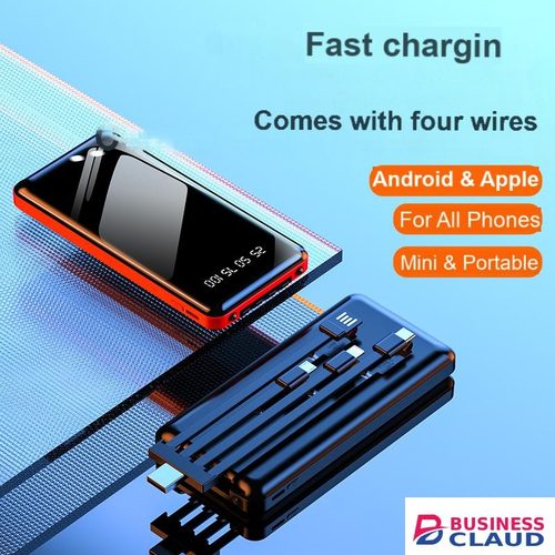 Bensoo 10000mAh Power Banks High Capacity Portable Charger with LED Display and Fast Charging TypeC Micro USB for Phone Tabletsl Mobile Phones with Integrated 4-Wire Cable smartphone Powerbank