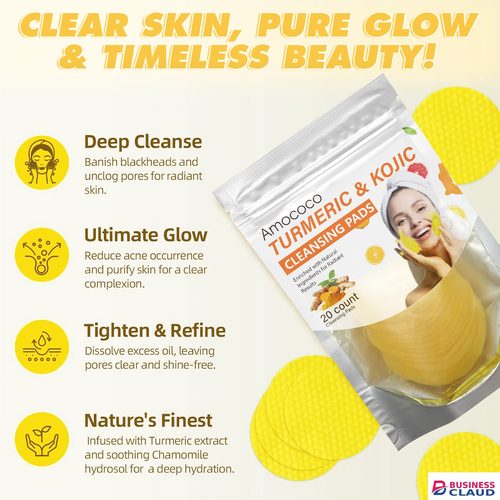 amococo Turmeric Cleansing Pads 20 Count – Exfoliating Face Pads for Deep Cleaning & Brightening, Gentle Daily Exfoliator for Smooth Glowing Skin, All Skin Types in 1-formula-1500mg-knee-elbow-bone-hea