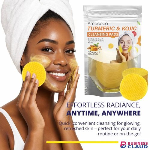 amococo Turmeric Cleansing Pads 20 Count – Exfoliating Face Pads for Deep Cleaning & Brightening, Gentle Daily Exfoliator for Smooth Glowing Skin, All Skin Types in 1-formula-1500mg-knee-elbow-bone-hea