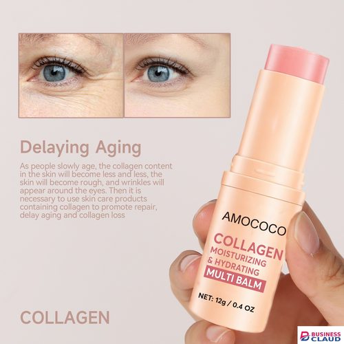 Amococo 12g Collagen Multi Balm Stick - 3-in-1 Face & Eye Moisturizer for Anti-Wrinkle, Hydrating & Glowing Skin in 1-face-eye-moisturizer-for-anti-wrinkle-hydrating-glowing