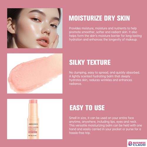 Amococo 12g Collagen Multi Balm Stick - 3-in-1 Face & Eye Moisturizer for Anti-Wrinkle, Hydrating & Glowing Skin