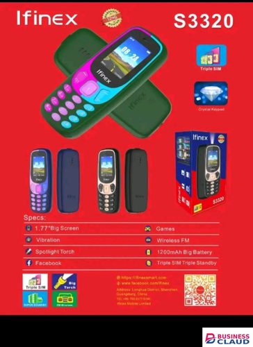 LIMITED OFFER????????????IFINEX S3320 THREE SIM CARD SCREEN 1.77’’ BATTERY 1200MAH LED TORCH FM WIRELESS RADIO VIBRATION 1 YEAR WARRANTY KABAMBE/MULIKA MWIZI PHONES ON OFFER BUTTON MOBILE