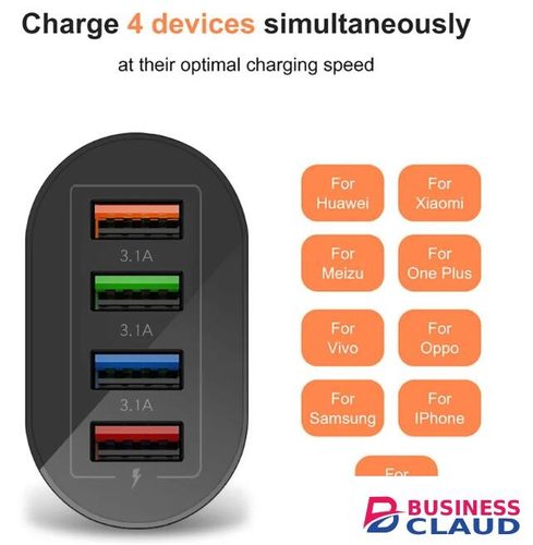 High Quality New JC 2023 hot sale new high-quality 4 USB ports travel Fast charger 3A charger for UK for Quick Charge Adapter For Mobile Phone Laptop Charger Plug Sale in Cables-led-light-flashlight