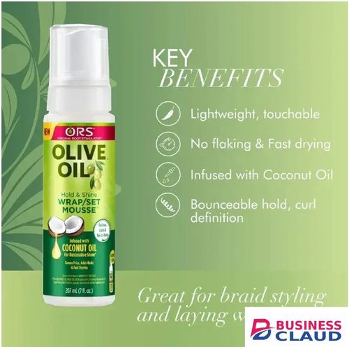 Mousse, ORS Olive Oil Hold & Shine Wrap/Set Mousse with Coconut Oil Tames Frizz, twists and defines curls in Hairs-co