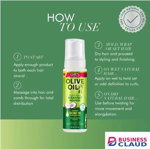 Mousse, ORS Olive Oil Hold & Shine Wrap/Set Mousse with Coconut Oil Tames Frizz, twists and defines curls