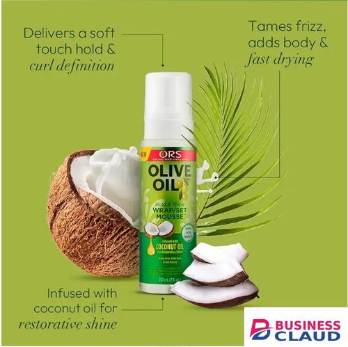 Mousse, ORS Olive Oil Hold & Shine Wrap/Set Mousse with Coconut Oil Tames Frizz, twists and defines curls in Hairs-co