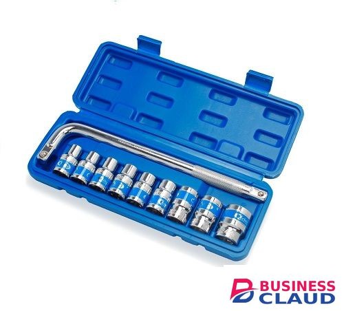 Box Spanner Socket Wrench 10 Pcs Set MLG Chrome Vanadium for Automobiles, Bike, Car, and Home DIY Use in Cables-led-light-flashlight