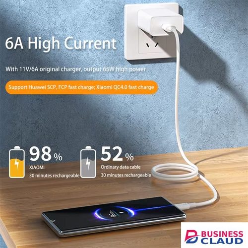6A Super Fast Charging Type-C USB Cable for Huawei Honor Xiaomi Redmi OPPO VIVO realme iQOO Android USB-C Quick Charger Cable 2m in Cable