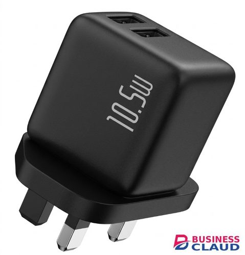 Leaderhub Powerhub 10U UK Plug Wall Charger | Dual USB-A | 10.5W Fast Charger - Black