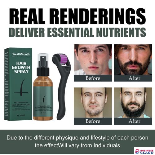 Men Beard Growth Spray Roller Set Moisturizing Spray Nourishing Enhancer Facial Hair Growth Beard Mustache Care Growth Essence
