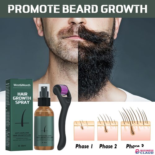 Men Beard Growth Spray Roller Set Moisturizing Spray Nourishing Enhancer Facial Hair Growth Beard Mustache Care Growth Essence in The-picture