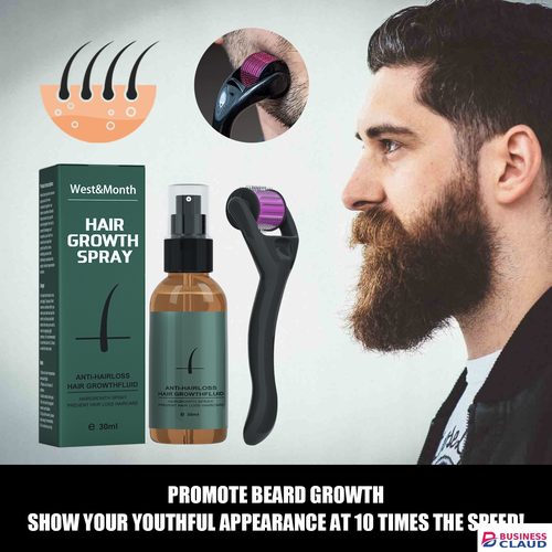 Men Beard Growth Spray Roller Set Moisturizing Spray Nourishing Enhancer Facial Hair Growth Beard Mustache Care Growth Essence in The-picture