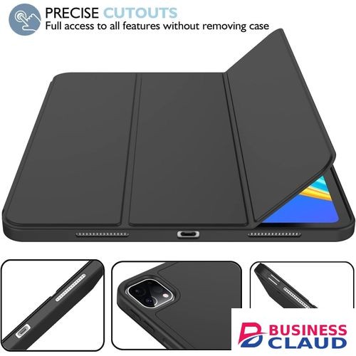 For Apple iPad Pro 11 Inch Case (M4 2024/M5 2025) with Pencil Holder, Smart Cover with Protective Trifold Stand & Soft TPU Back, Auto Wake/Sleep, Support Pencil Pro, Black