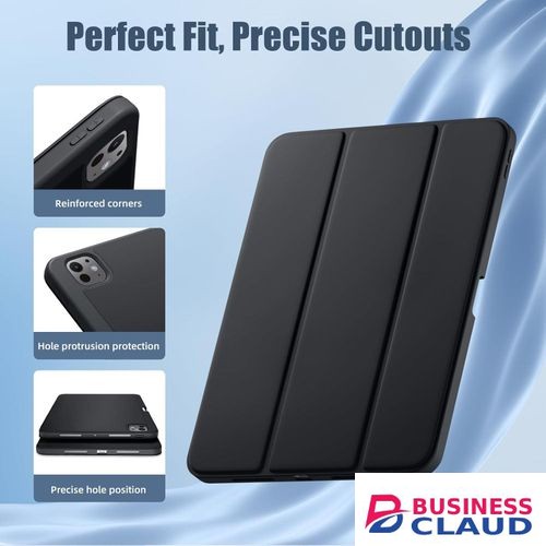 For Apple iPad Pro 11 Inch Case (M4 2024/M5 2025) with Pencil Holder, Smart Cover with Protective Trifold Stand & Soft TPU Back, Auto Wake/Sleep, Support Pencil Pro, Black in Built-charging-cable-and-22-5w-fast-charging