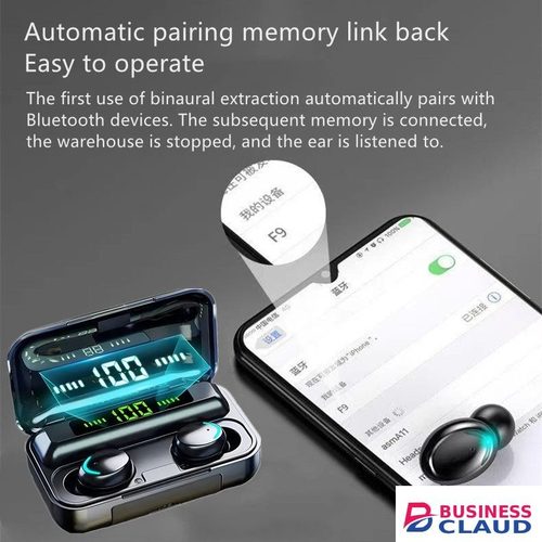RichRipple F9 TWS V5.0 Bluetooth Earphone Wireless Stereo Sports Waterproof Bluetooth Earpods Mini Touch Control Noise Canceling Earbuds in Built-charging-cable-and-22-5w-fast-charging