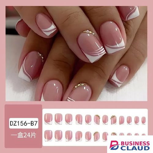 24pcs Square French Tip Wearable Fake Nails Reusable Stick On Nails Press on Full Cover False Nail Tips with Jelly Stickers Makeup Accessories Nail Art in Hair-extension