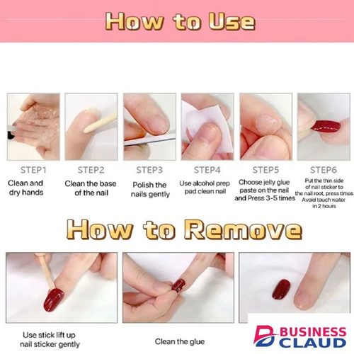 24pcs Square French Tip Wearable Fake Nails Reusable Stick On Nails Press on Full Cover False Nail Tips with Jelly Stickers Makeup Accessories Nail Art