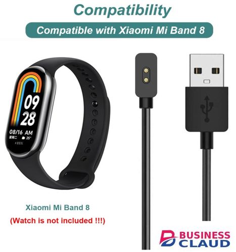 Xiaomi Mi Band 8 / Mi Band 9 / Mi Band 10 Type C USB Charging Cable Charger – Fast Charging Replacement Charging Dock Adapter, Black in Cables-led-light-flashlight