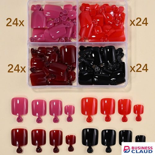 96Pcs-box Short Press On Toe Nails Red High Saturation Fake Toe Nails French/Solid Color Summer Toenails Delicate Nail for Daily in Kenya-premium-incense-scent