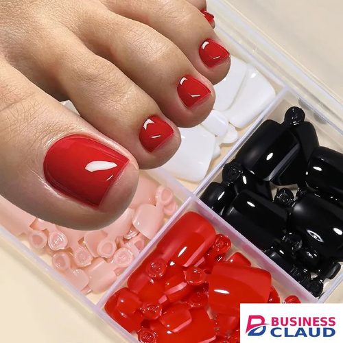 96Pcs-box Short Press On Toe Nails Red High Saturation Fake Toe Nails French/Solid Color Summer Toenails Delicate Nail for Daily in Kenya-premium-incense-scent