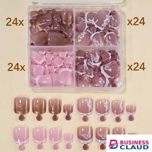 96Pcs-box Short Press On Toe Nails Red High Saturation Fake Toe Nails French/Solid Color Summer Toenails Delicate Nail for Daily