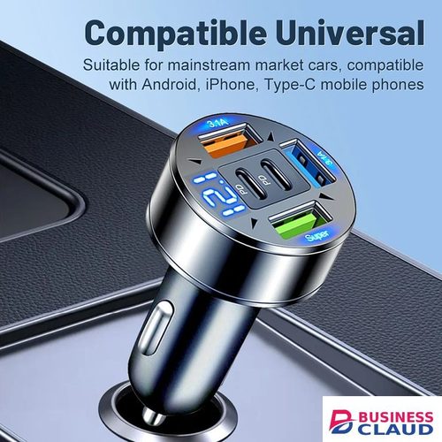 250W 5 Ports Car Charger LED Display Fast Charging PD QC3.0 USB C Car Phone Charger Type C Adapter In Car For IPhone Samsung Xiaomi TECNO Infinix itel