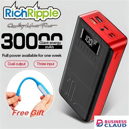 RichRipple Power Banks 30000mAh powerbank TypeC Micro USB QC Fast Charging Powerbank LED Display For all Phones Tablets in Cables-led-light-flashlight