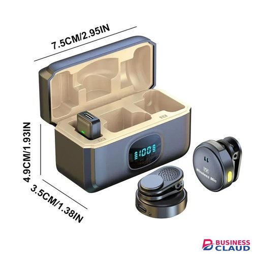 2pcs/set Wireless Magnetic Button Collar Microphone 164ft Range Lapel Mic 40H Battery Lavalier Mic with Charging Case for Video Recording With Power Bank in Built-charging-cable-and-22-5w-fast-charging
