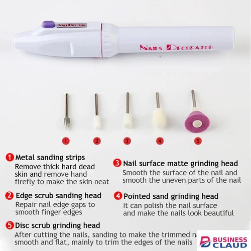 Electric Nail Drill Kit Manicure 5 Drills Grinding Burnishing Machine Nail art Manicure Pedicure Kit,Electric Nail Portable Mini Nail Grinding Tool with 5 Drills Personal Care