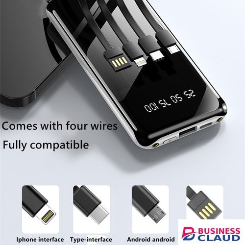 Built in 4 Cables Power Banks 10000mAh Portable Power Bank USB C Input/Output with LED Display Suitable For IPhone Android Type-C powerbank in 4-cables-power-banks-10000mah-portable-power-bank-usb-c-input-output-with-led-display-suita