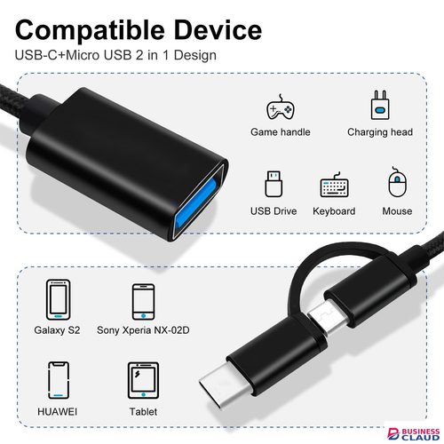 PAFEL 2 in 1 OTG USB Adapter micro usb &Type C to USB 3.0 Adapter USB Cable For Macbook pro Samsung Huawei Xiaomi USB Data Cable OTG 2 in 1 Black in 1-otg-usb-adapter-micro-usb-type-c-to-usb-3-0-adapter-usb-cable-for-macbook-pro-samsung-h