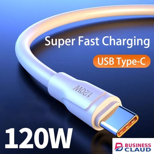 Upgrade Extra Thick 120W 6A (Extemely Fast) Charging Cable Type C,iPhone,Micro USB,High Speed Data Sync USB Cable For most phone(iphone,Samsung,tecno,xiaomi,oppo,infinix,etc.) in Type-c-cable-beige