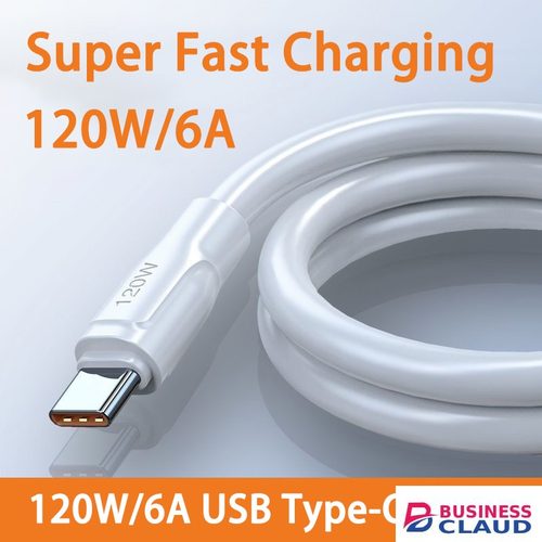 Upgrade Extra Thick 120W 6A (Extemely Fast) Charging Cable Type C,iPhone,Micro USB,High Speed Data Sync USB Cable For most phone(iphone,Samsung,tecno,xiaomi,oppo,infinix,etc.) in Type-c-cable-beige